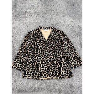 Vtg D Terrell Jacket Womans 16 Faux Fur Giraffe Animal Print Coat Blazer USA